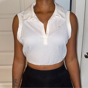 Reworked Nike White Collared Golf Sleeveless Tank